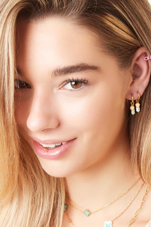 Ohrring Herz & Stein Rosa Edelstahl h5 Bild3